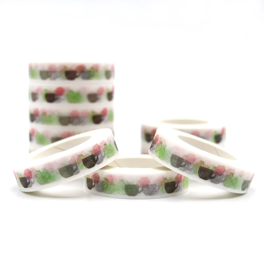 

10m*10mm Coffee Cup Patterns Washi Tape Decorative Adhesive Masking Paper DIY Decorative Color Paper Adhesive Tape 1 PCS