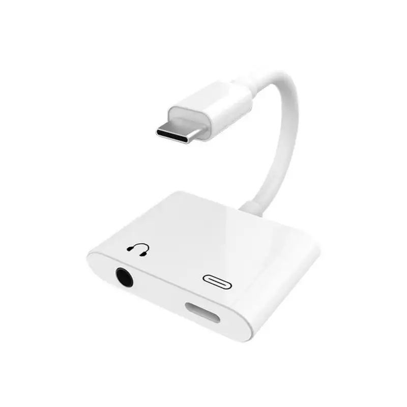 Белый Тип с разъемами типа C и 3,5 мм цифровой аудио конвертер USB PD быстрой зарядки качество звука Hi-Fi для samsung S10 HuaWei Коврики Xiaomi 8 9 - Цвет: Белый