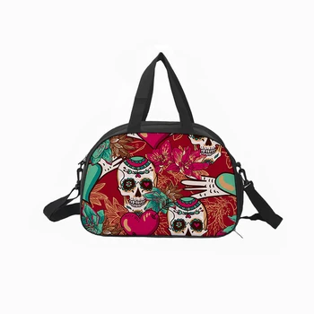 

Custom canvas ladies 3D printing punk pattern large capacity waterproof travel bag sports fitness bag cartoon leisure