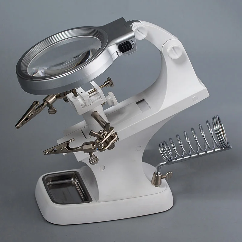 Xinxiang Magnifier 3X 4.5X Welding Magnifying glass LED illumination Soldering Iron magnifier Alligator Clip Hold Clamp Loupe    (8)