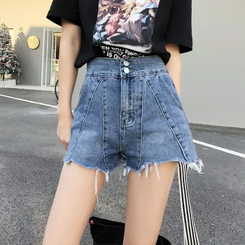 

Newest Womesn Summer High Waist Denim Shorts White Black Blue Hot Shorts Female Fashion Slim Washed Sexy Short Femme S/XL D317