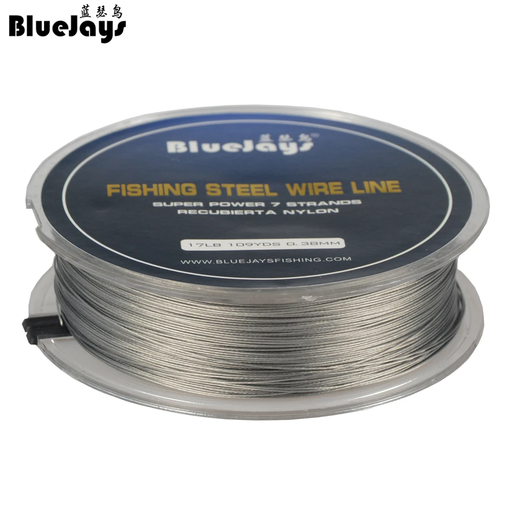 BlueJays 100M Fishing steel wire Fishing lines max power 7 strands super  soft wire lines Cover with plastic Waterproof Brand new