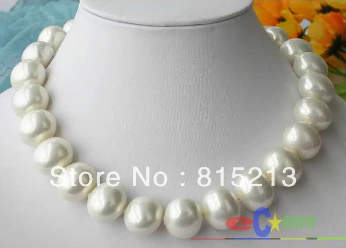 

ddh001233 HUGE 17" 20MM WHITE RICE SOUTH SEA SHELL PEARL NECKLACE