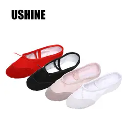 USHINE Йога тренажерный зал без каблука шлёпанцы для женщин Белый Розовый Белый Черный парусиновые балетные костюмы обувь