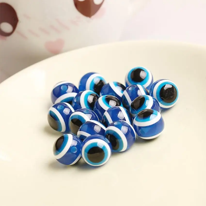 

HOT 6mm 8mm 10mm 12mm Dark Blue Charm Acrylic Evil Eye Round Disco Resin Beads For Diy Jewelry Accessories Handmade Craft Making