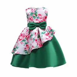 Платье с цветочным узором для девочек детская одежда с бантом праздничное платье принцессы детская одежда для девочек Дети прием вечерние