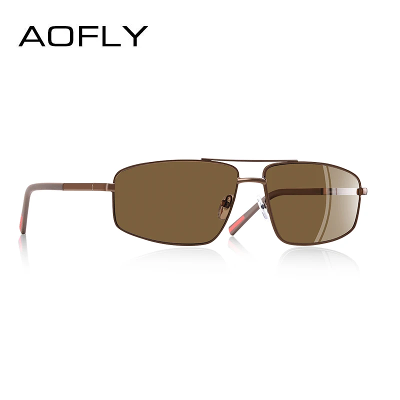 AOFLY, фирменный дизайн, классические мужские солнцезащитные очки, мужские, для вождения, поляризационные солнцезащитные очки, мужские, металлическая оправа, очки, очки, Gafas, UV400, AF8182 - Цвет линз: C3Brown