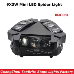 2019 Новое поступление мини светодиодный 9X3 Вт Паук свет RGB 3 цвета 12/43CH DMX сцены Dj дискотечный светодиод паук со вращающейся головой луч огни