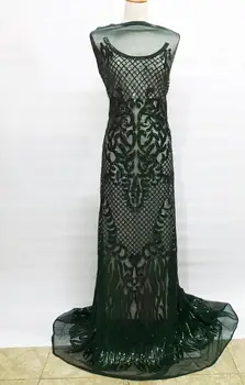 

embroiderd lace fabric Cyndi-5.2206 with sequins beautiful Nigerian sequins lace fabric for party dress