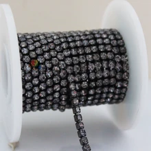 10 метров SS12 черных масок diamond закрыть набор основа для страз цепи в серый цвет с красноватым отливом для DIY аксессуары одежды костюм волосы туфли с цветочным принтом