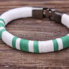 G106 белый и зеленый Серфер молодой хлопковый шарф кожаный жесткий Браслет-манжета мужской