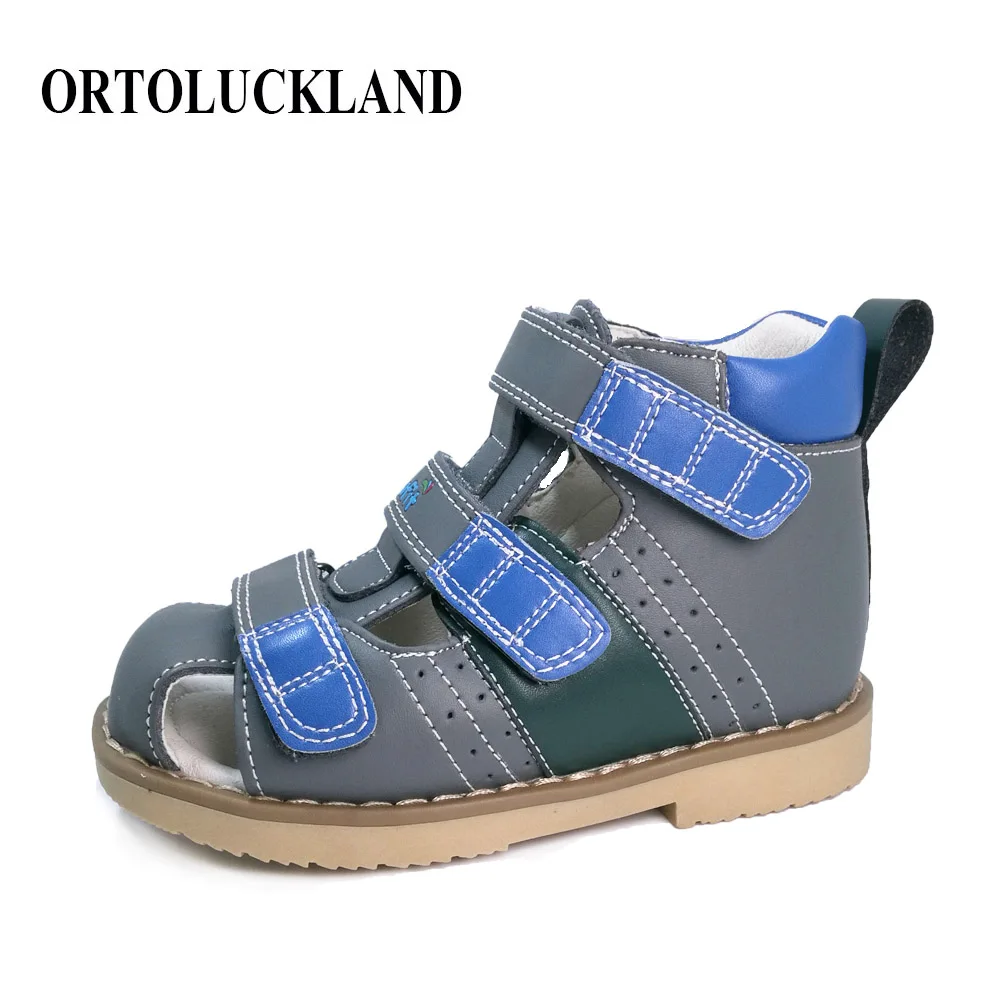 baratas Fechado do dedo do pé do bebê menino sandália de couro genuíno sapatos crianças calçado ortopédico para as crianças da criança sandália de couro sapatos de verão