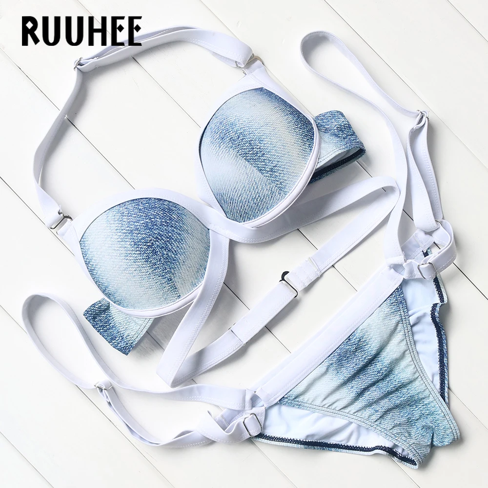 RUUHEE Brand 2017 Hot Design Swimwear Women Swimsuit Bikini Set Sexy Patchwork Swimming Suit Push Up Brazilian Beachwear |