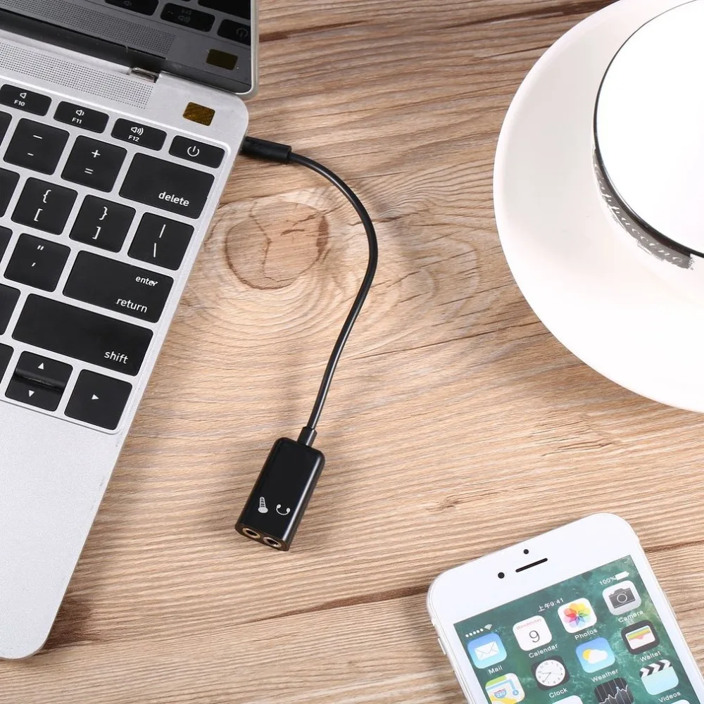 3.5mm Mobile Phones Headphone Microphone Stereo Audio Splitter Adapter