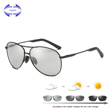 

VCKA Pilot Photochromic Sunglasses Men HD Polarized Sunglass Chameleon Sun glasses Male Classic Driving Glasses UV400 Goggles