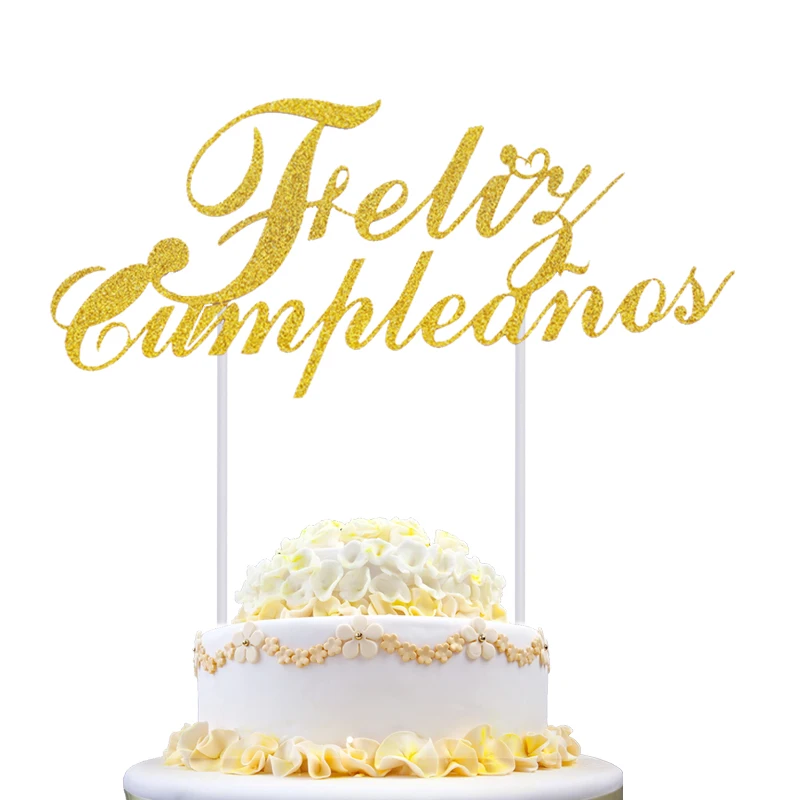 

Feliz Cumpleanos Cupcake Cake Topper Happy birthday in Spanish Cake Flags Birthday Festival Home Party Cake Decoration Supplies