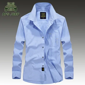 

AFS JEEP Youth Spring /Autumn Fashion Shirts Slim Fit Men's Solid Long Sleeve Shirts Military Army Style Shirts Thin S-4XL55088