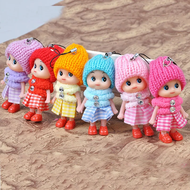 10pcs Cute Plush Keychain Baby Doll Keyring Toys For Girls Children Bag Pendant Mini Soft