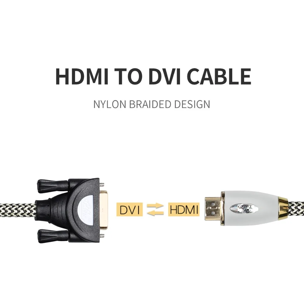 PCER HDMI/DVI Кабельное Аудио Видео Кабель DVI HDMI кабель со штыревыми соединителями на обоих концах для подключения кабеля для ПК монитор HDTV проектора DVI24+ 1 типа папа-папа HDMI, DVI