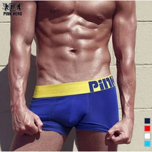 Розовые мужские боксеры с героями, Мягкое хлопковое однотонное разноцветное Мужское нижнее белье, повседневные Простые мужские трусы размера плюс, мужские шорты Cueca 1258