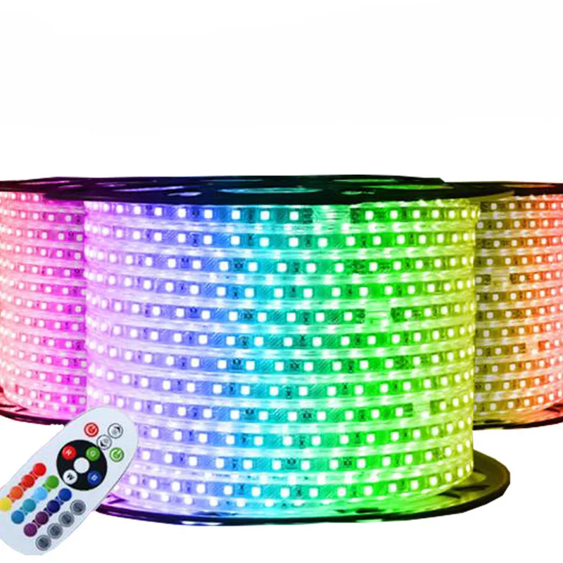 Fanlive 50 м Водонепроницаемая 220 В 230 в 240 В 110 в 120 в 5050 RGB гибкая Smd Светодиодная лента со сменной лентой 60 светодиодов/м