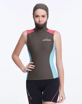 

2017 Women's 2mm Neoprene Wetsuit Sleeveless Hooded Vest Jacket Top with Hood Wet Suit Jacket