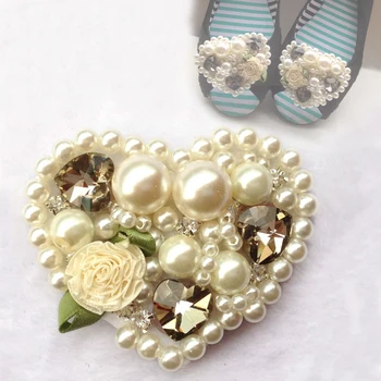 

1Pair Fashion Heart Type Lady Shoe Decorations Bearding Rhinestone Crystal Wedding Bridal with Metal Shoe Clips Black&White