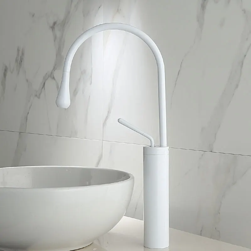 Günstige Becken Armaturen Gebürstet Gold Schwarz Weiß Waschbecken Wasserhahn Messing Wasserhahn Einzigen griff Küche Wasserhahn Swivel Waschbecken Wasser Kran neue Ankunft