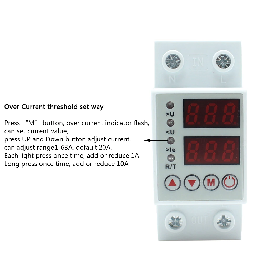 Din рейка ЖК-дисплей автоматический восстановление над/под предохранитель напряжения с более/под напряжением/Защита от перегрузки по току