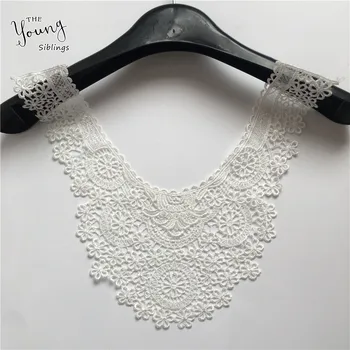 

New arrive White Embroidery Applique Neckline Lace Collar Embellishments DIY Trims Wedding Dress Accessories Scrapbooking YL1762