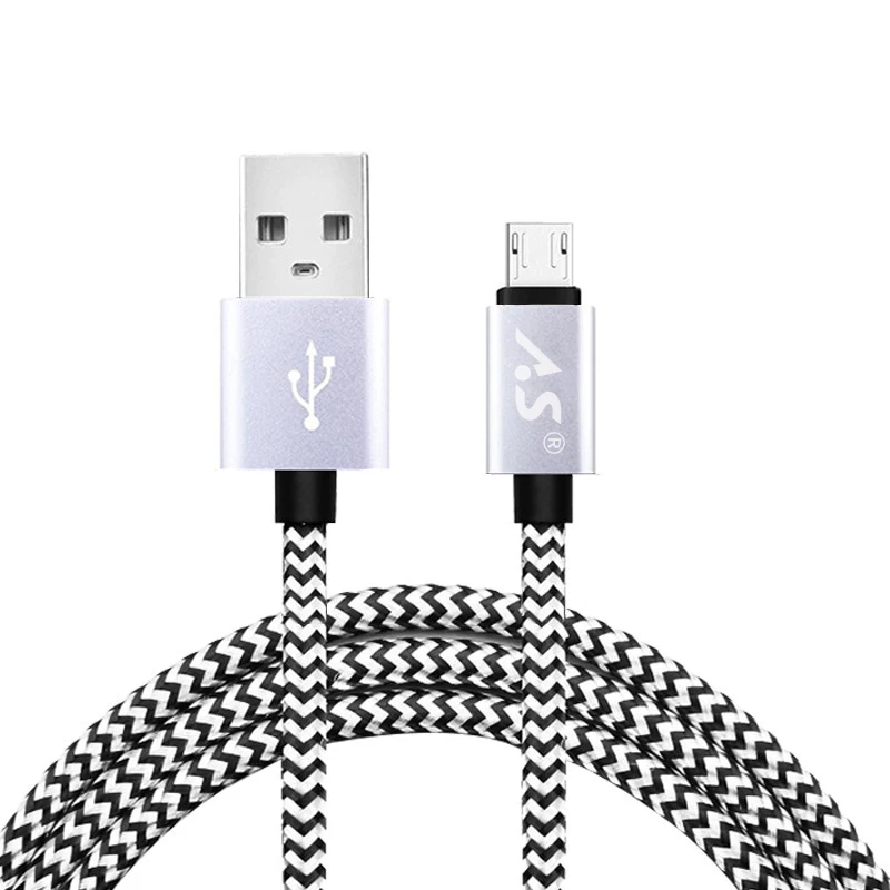 Кабель Micro USB A.S, 0,5 м, 1 м, 2 м, 3 м, кабель для синхронизации данных, зарядка для samsung Galaxy, Xiaomi, Micro USB, шнур, быстрая зарядка, кабель для мобильного телефона - Цвет: Silver for Micro USB