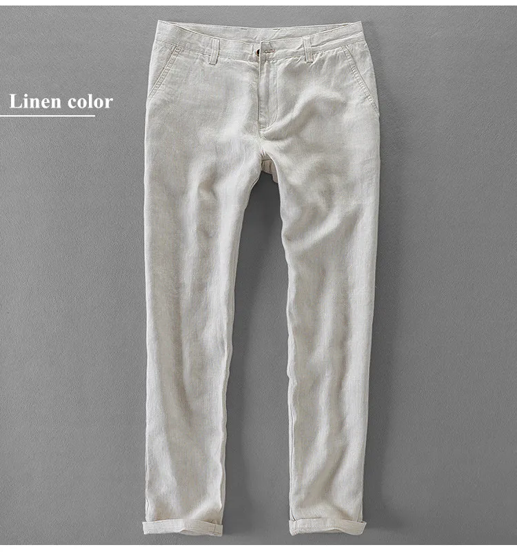 100% Quality Pure Linen Casual Pants Men Brand Long Trousers Men Business Fashion Pants For Men Pantalones Pantaloni Un Pantalon casual pants for men