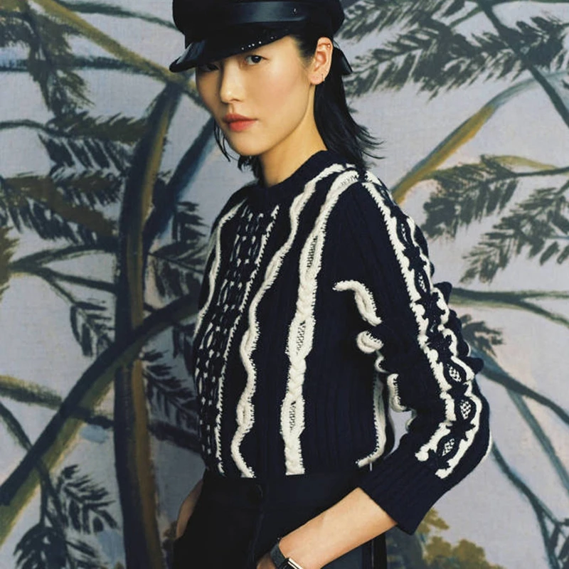 

Vintage Wool Pullover 2018 Designer Winter Sweater Women Jersey Knit Sweaters Black White Crochet Block Jumper casaco feminino