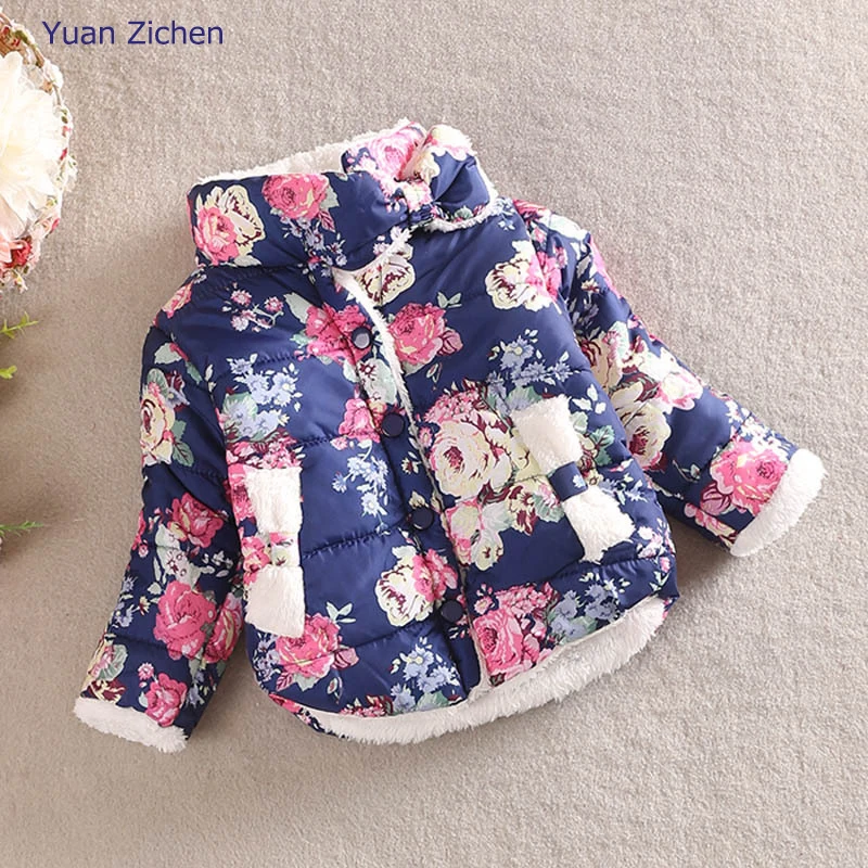 Winter Warm Newborn Winter Baby Kids Down Jackets For Children Girls Hooded Floral Coat Jacket Outwear Thick Coat Girl 1-3Y