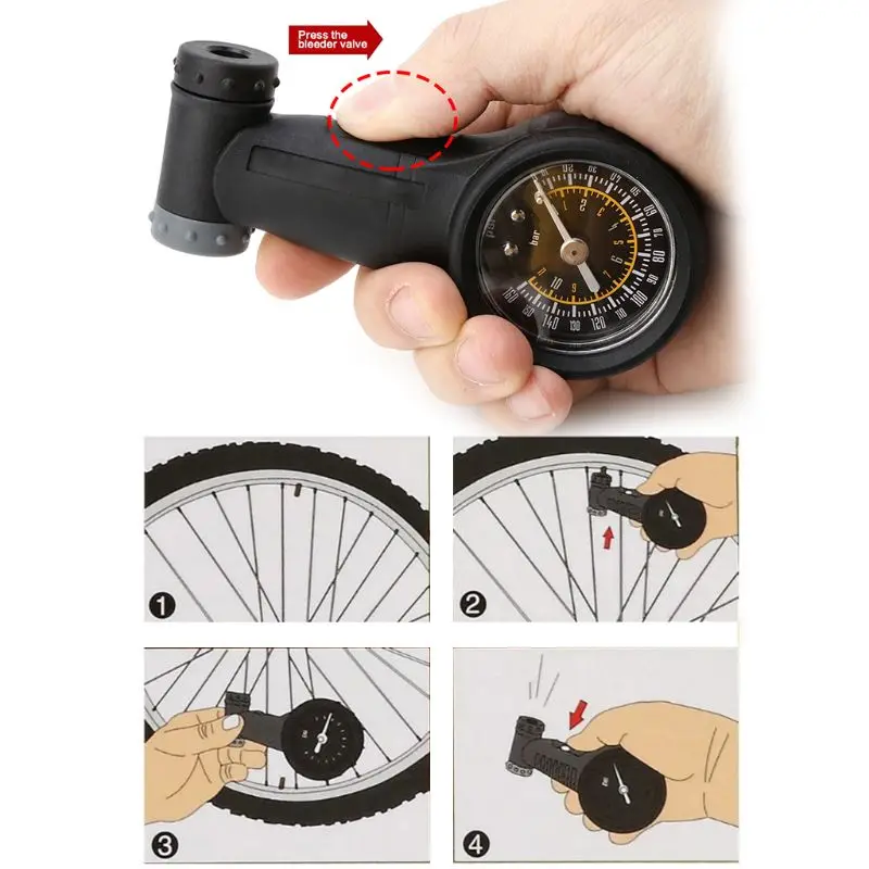 160 PSI Bicycle Tire Air Pressure Gauge Mini Mountain Road Bike Air Tire Meter Measurement For Presta Valve/Schrader Valve