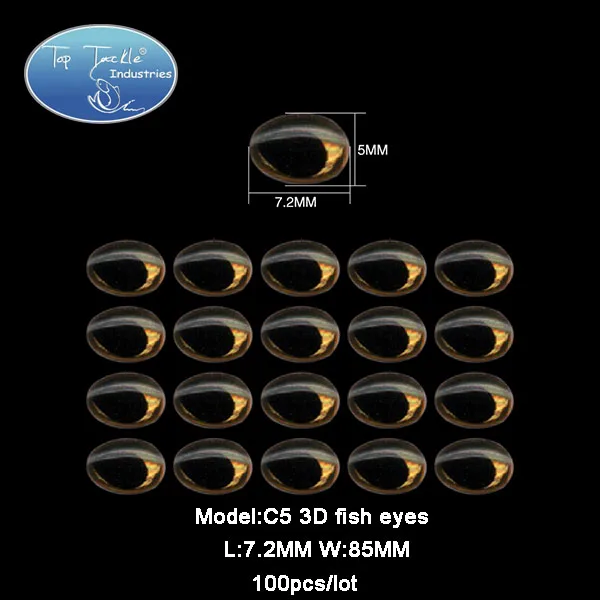 Коробка Стиль 3D рыбий глаз рыболовные снасти рыболовная приманка - Цвет: C5 7.2mm  100pcs