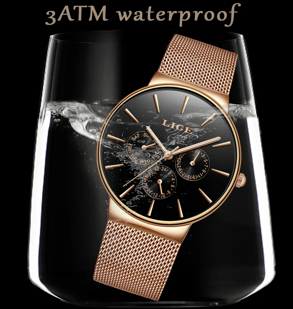 LIGE модные простые мужские часы Топ бренд класса люкс бизнес сетчатый ремень кварцевые часы Мужские часы мужские спортивные часы relogio masculino