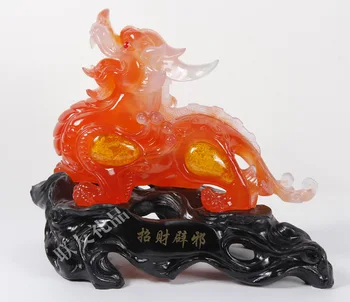 

Factory direct resin imitation jade crafts Home Decoration Feng Shui Lucky evil imitation jade ornaments brave unicorn