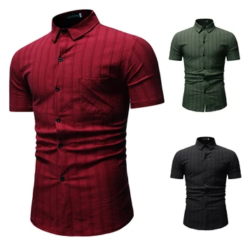 

2019 New Shirt Men Short Brand Sleeve Plaid Shirt Camisa Masculina Summer MenS Dress Shirts Fashion British Style Male Shirt 3XL