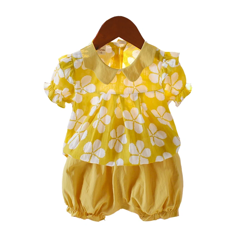 

Girls' Summer Suit Korean Version Baby Girl 2019 New Foreign-style Short-sleeved Summer Baby Two-piece Set Children Clothes