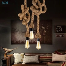 Lámparas colgantes de cuerda de cáñamo de diseño Retro, bombillas Edison con personalidad creativa, lámparas colgantes, Bar, tienda de ropa, Bar, cafetería, iluminación