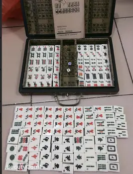 

Beautiful Mah Jong Set in Leather book Box*144 Tiles Tiles / Bamboo + gift peiqian