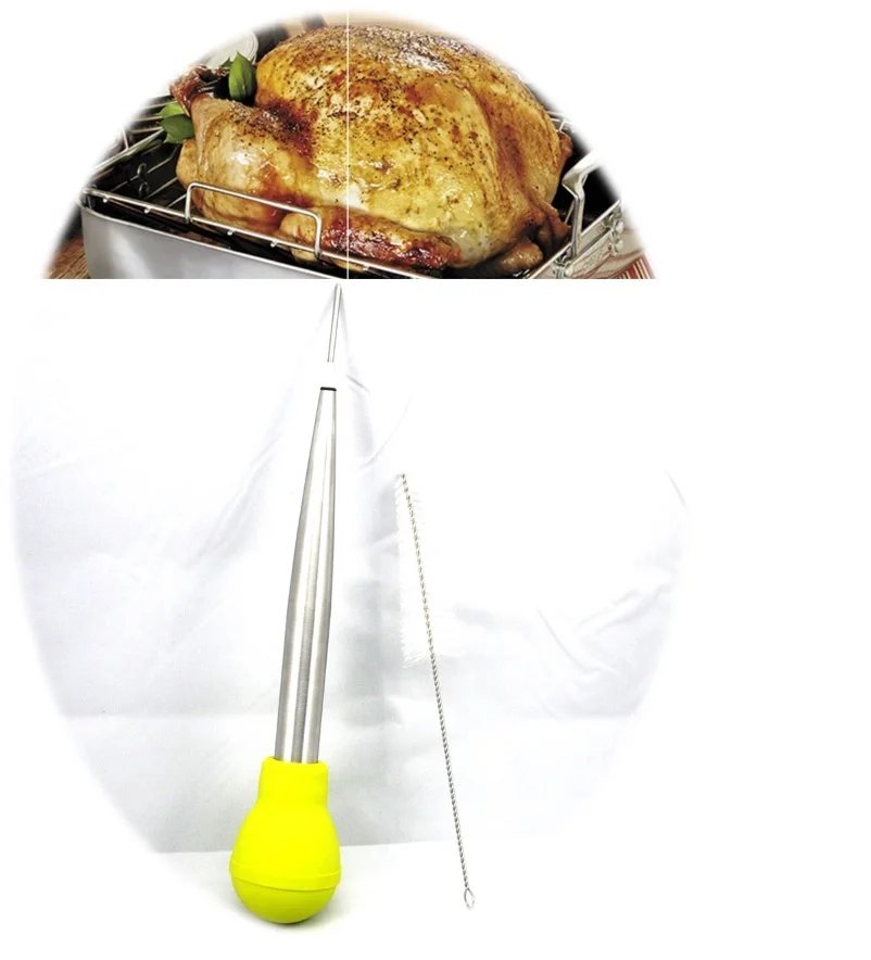 Stainless Steel Chicken Turkey Baster Cooking Meat Poultry Marinade