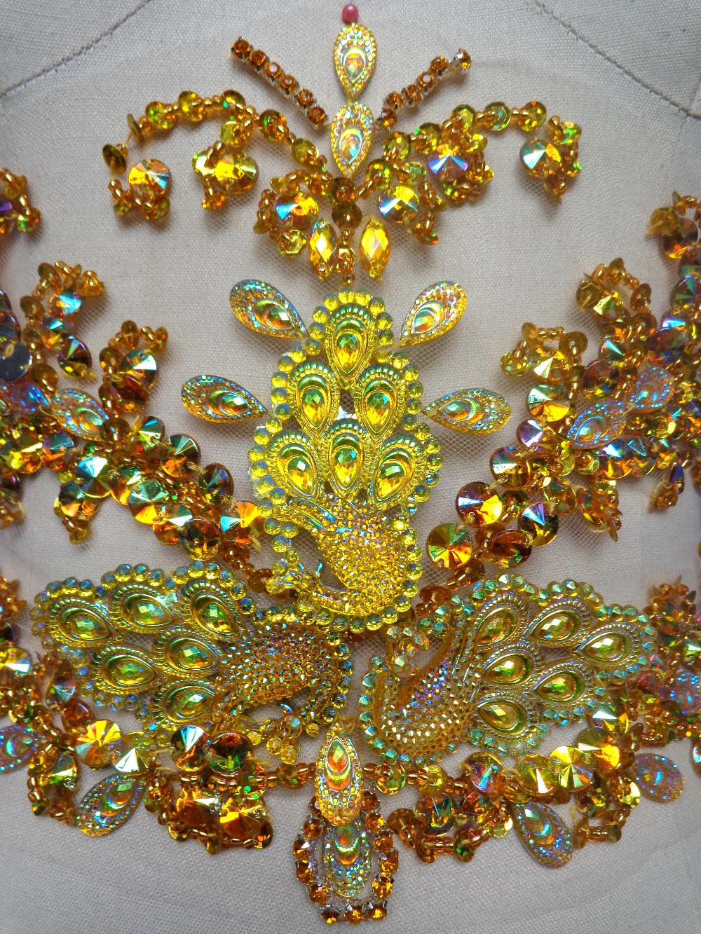 Golden Hand made crystals trim patches sew on Rhinestones sequins