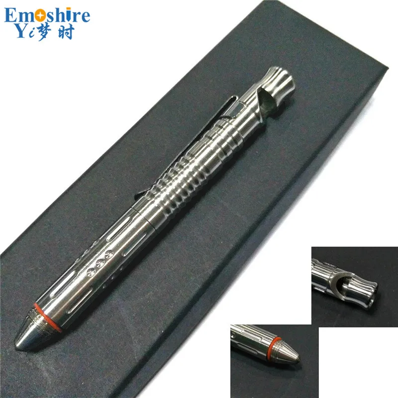 Emoshire Stainless steel whistle tactic pen tungsten steel defense pen assault pen anti-wolf survival key pen broken window pen attack head (12)