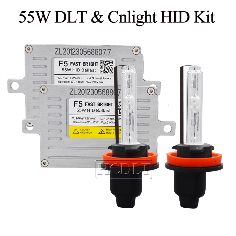 HCDLT AC 55W Xenon H7 Cnlight H1 H3 H11 HB3 HB4 D2H HID Conversion Kit 55W DLT F5 Fast Bright HID Slim Ballast 4300K 5000K 6000K