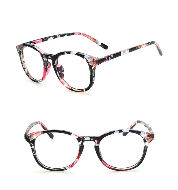 Spectacle Classic Women Round Eyeglasses Frame Brand Designer Fashion Men Nail Decoration Optical Glasses Reading Glasses Blue Flower