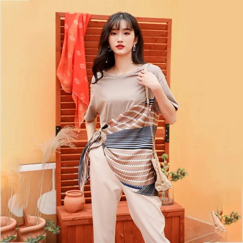 GALCAUR Irregular T-shirts Women O Neck Short Sleeve Patchwork Hit Color Asymmetrical Tops Female Summer 2020 Tide Fashion