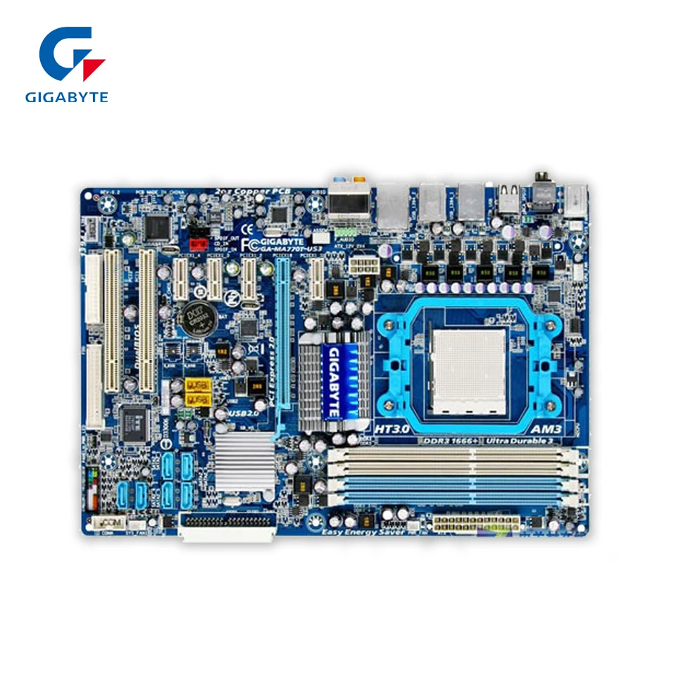 Gigabyte GA-MA770T-US3 Original Used Desktop Motherboard 770 Socket AM3 DDR3 SATA2 USB2.0 ATX выпрямитель волос ga ma 1031 минск