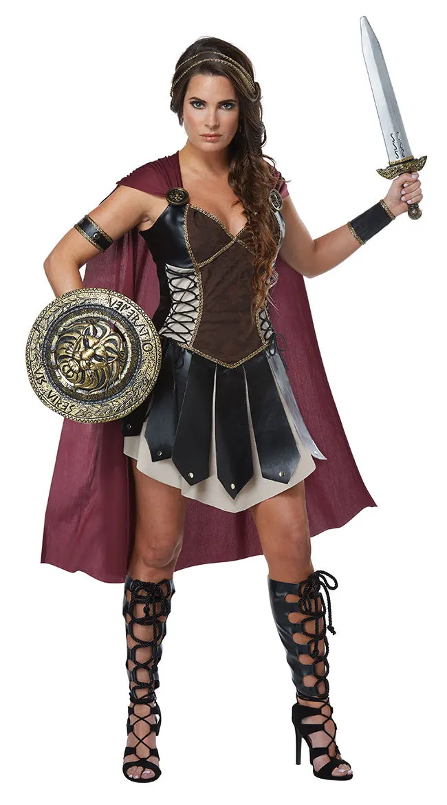 Хэллоуин дамы Xena воин-Гладиатор принцесса греко-римские центурийский Спартанский маскарадный костюм и накидка - Цвет: Коричневый